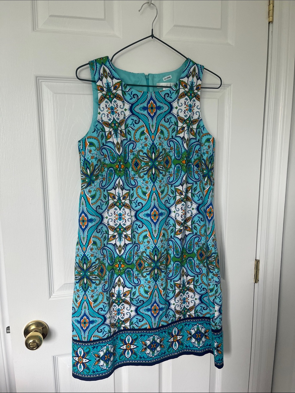 London Times Turquoise & Teal Paisley-Print Midi Dress
